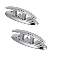 2 x Boat Cleat Folding 155mm 316 Stainless Steel