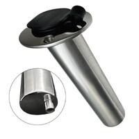 Rod Holder with PVC Liner 15° Flange Flush Mount with Drainage Pipe 316 Stainless Steel