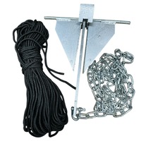  Boat Anchor Kit: 2kg Sand Anchor Galv, Chain & Rope, Suits Small Boat