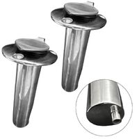 2 x Rod Holder with PVC Liner 90° Flange Flush Mount with Drainage Pipe 316 Stainless Steel