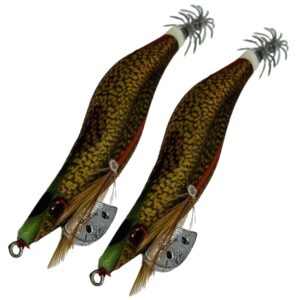 2 x Squid Jig Hosaku 3 grams Brown (UV Reactive) with rattle