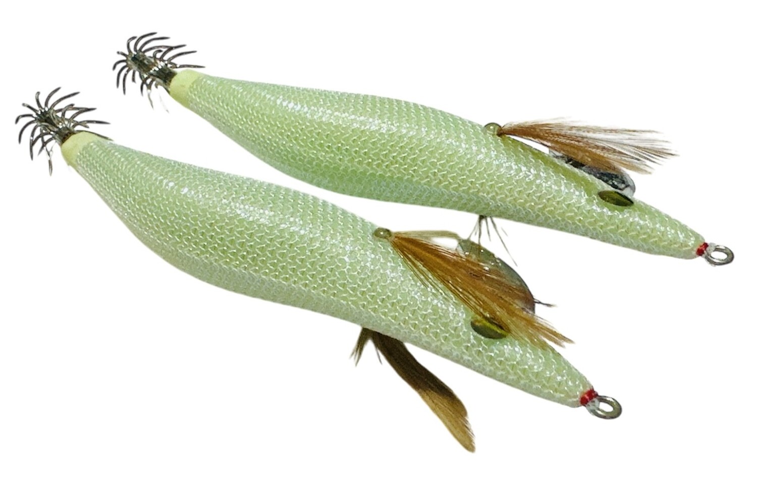 2 x Squid Jig Hosaku 3 grams Lumo White (UV Reactive) with rattle - Image 2