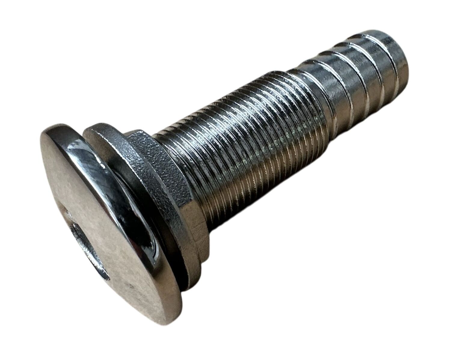 Through Hull Fitting 3/4” (19mm) Stainless Steel with Hose Tail - Image 4