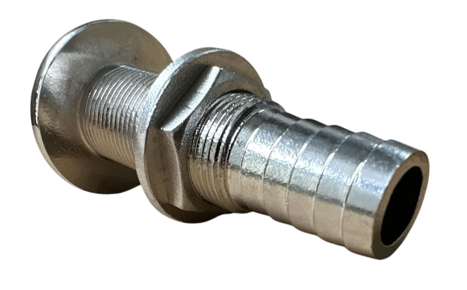 Through Hull Fitting 3/4” (19mm) Stainless Steel with Hose Tail - Image 5