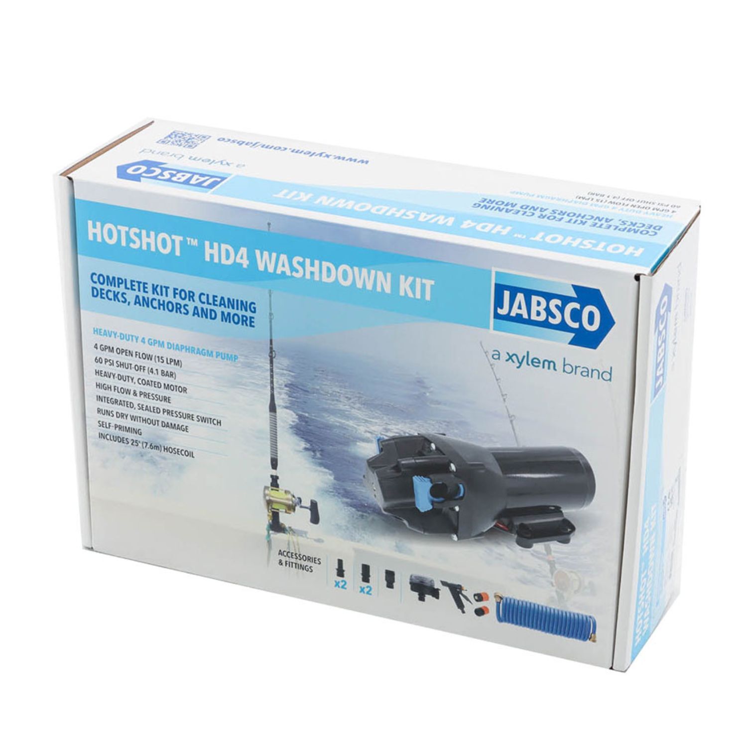 Jabsco HotShot 4 GPM Deck Washdown Kit with Coiled Hose - Image 2