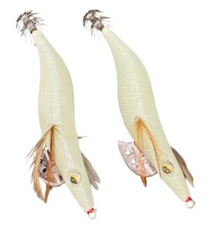 2 x Squid Jig Hosaku Master Pro 4 grams LUMO White with rattle