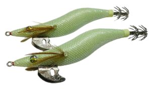 2 x Squid Jig Hosaku 3 grams Lumo White (UV Reactive) with rattle