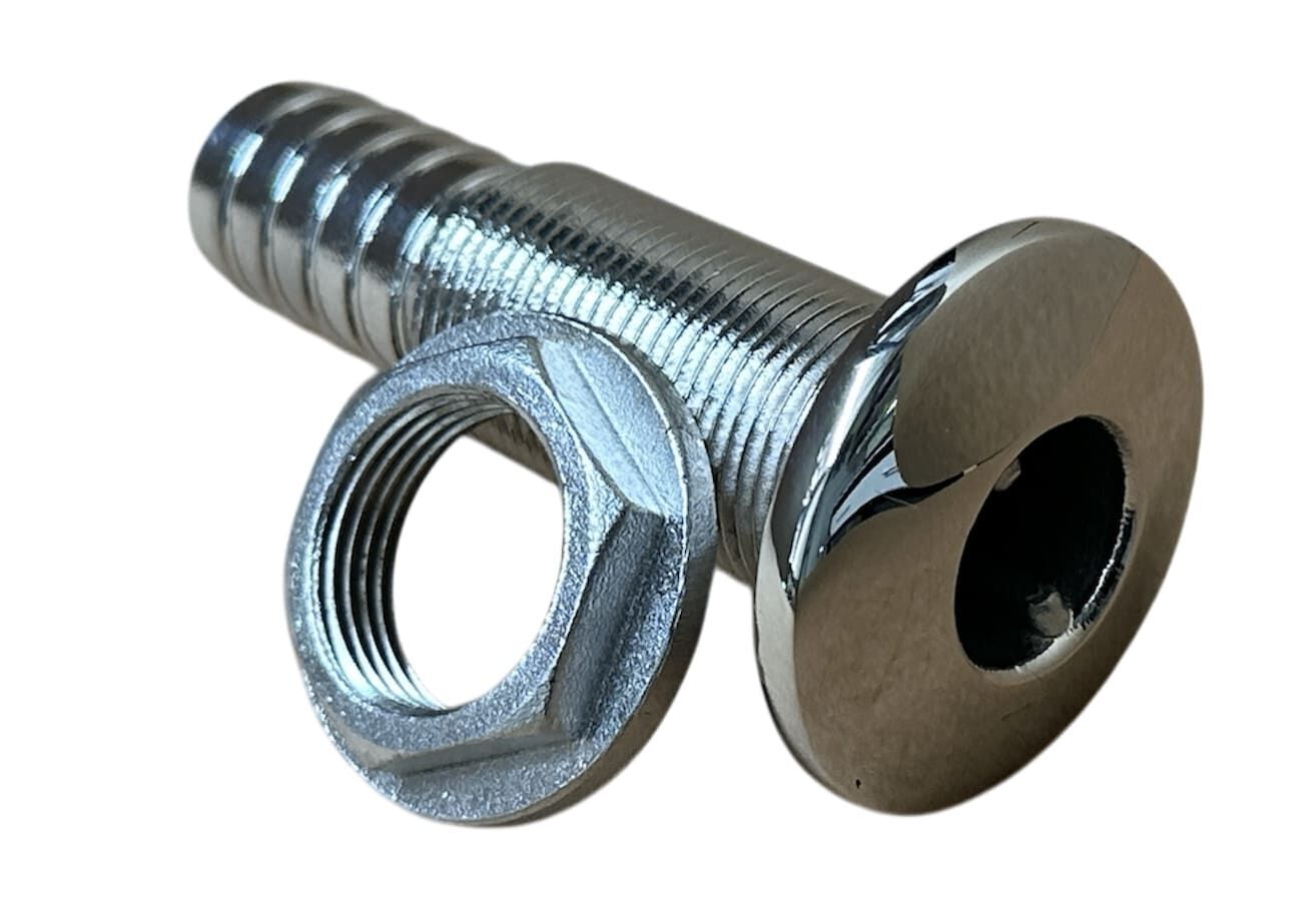 Through Hull Fitting 3/4” (19mm) Stainless Steel with Hose Tail