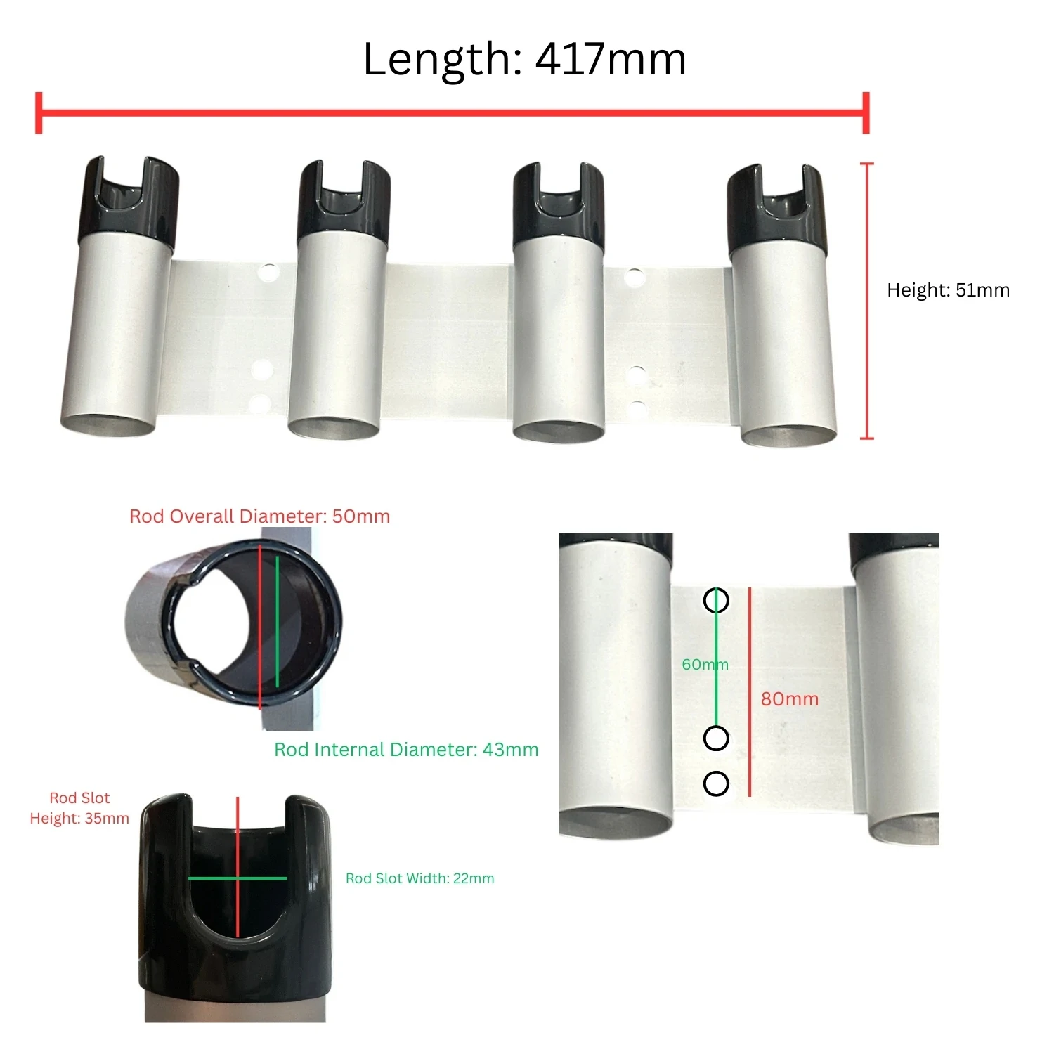 Bull Bar Rod Holder 4 Way