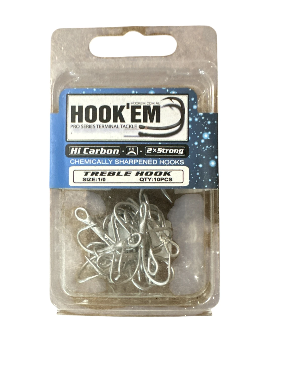 Size 1/0 Treble Hooks 10pce Blister Pack - Image 2