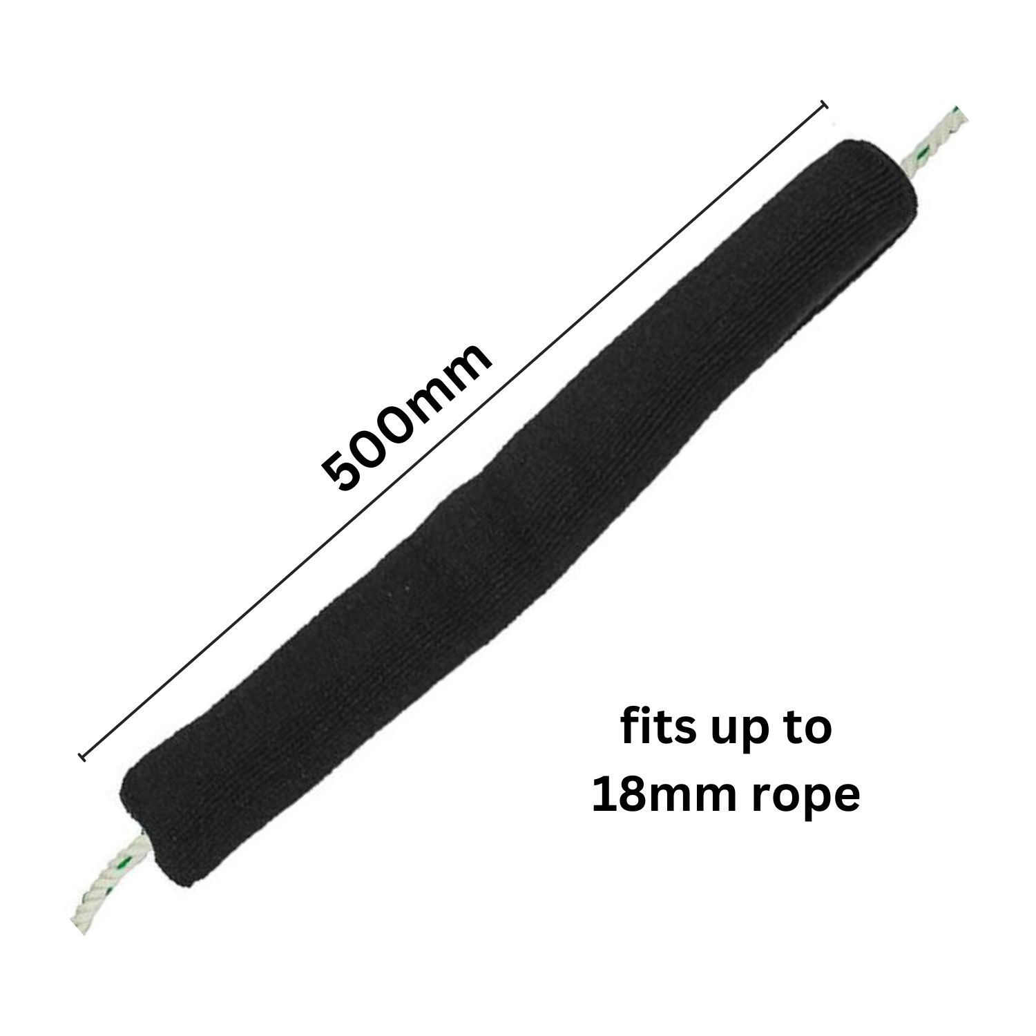Marine Rope Cover for Fender Rope - Black 2 Pack (500mm) - Image 2