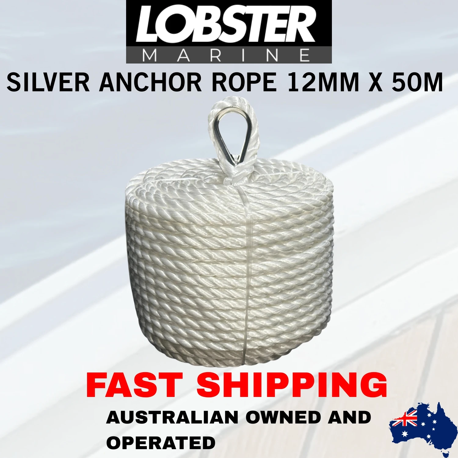 Silver Anchor Rope 50m x 12mm - Image 7