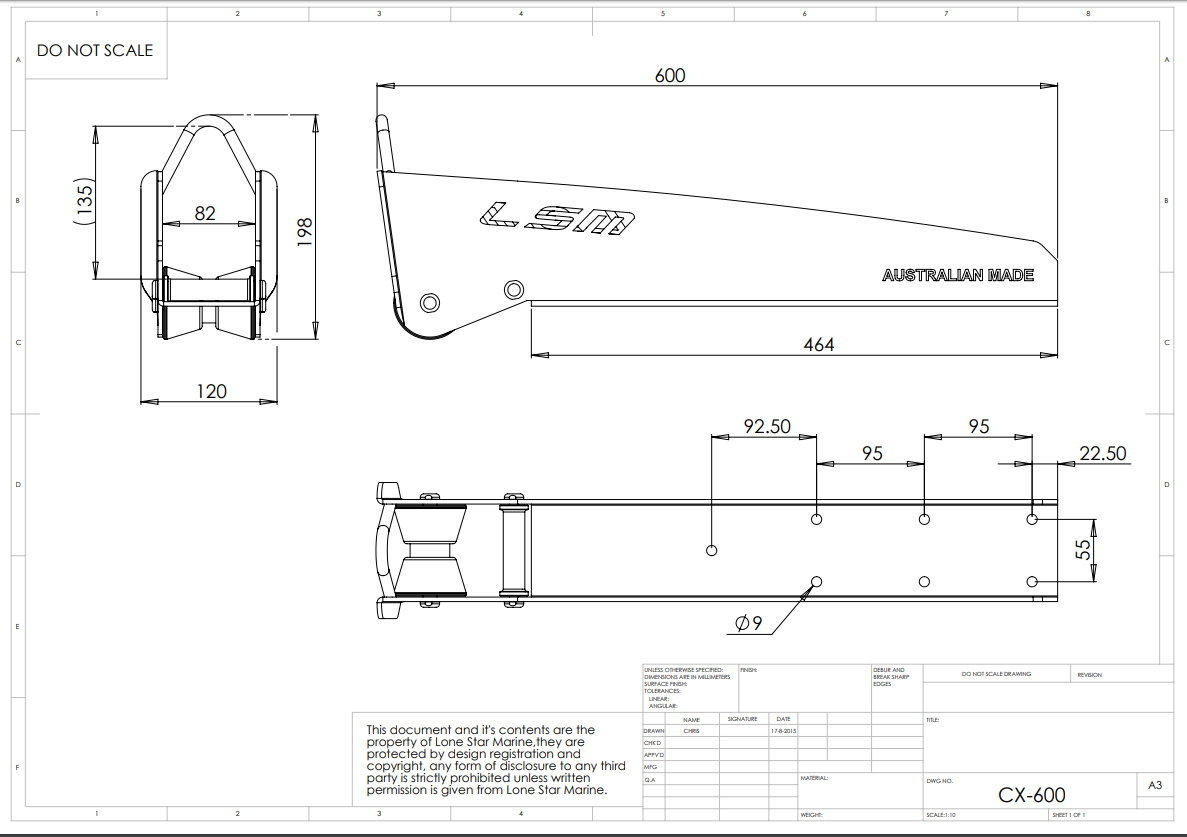Lone Star Bow Sprit Roller with Mid and Rear Rollers CX600 - Image 5