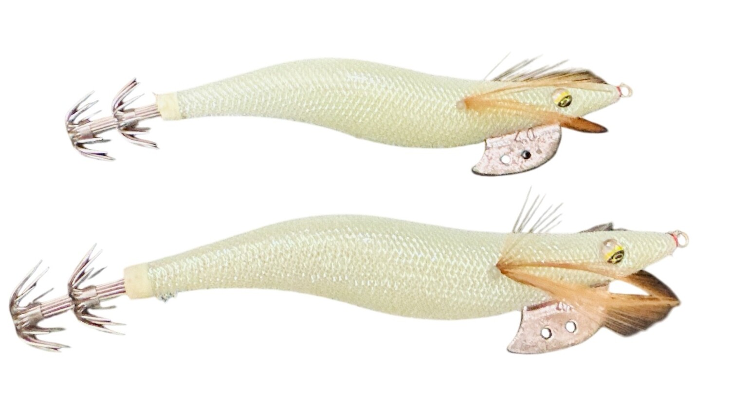 2 x Squid Jig Hosaku Master Pro 4 grams LUMO White with rattle - Image 2