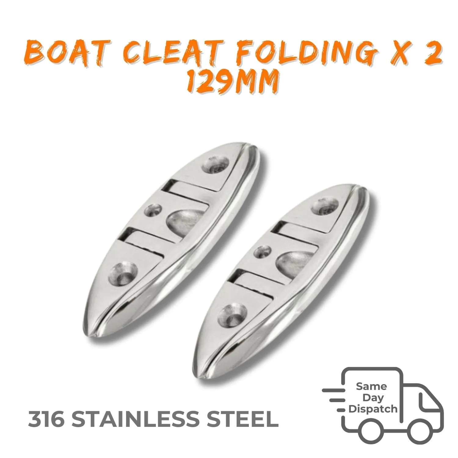 Boat Cleat Folding x 2 - 129mm - Image 7