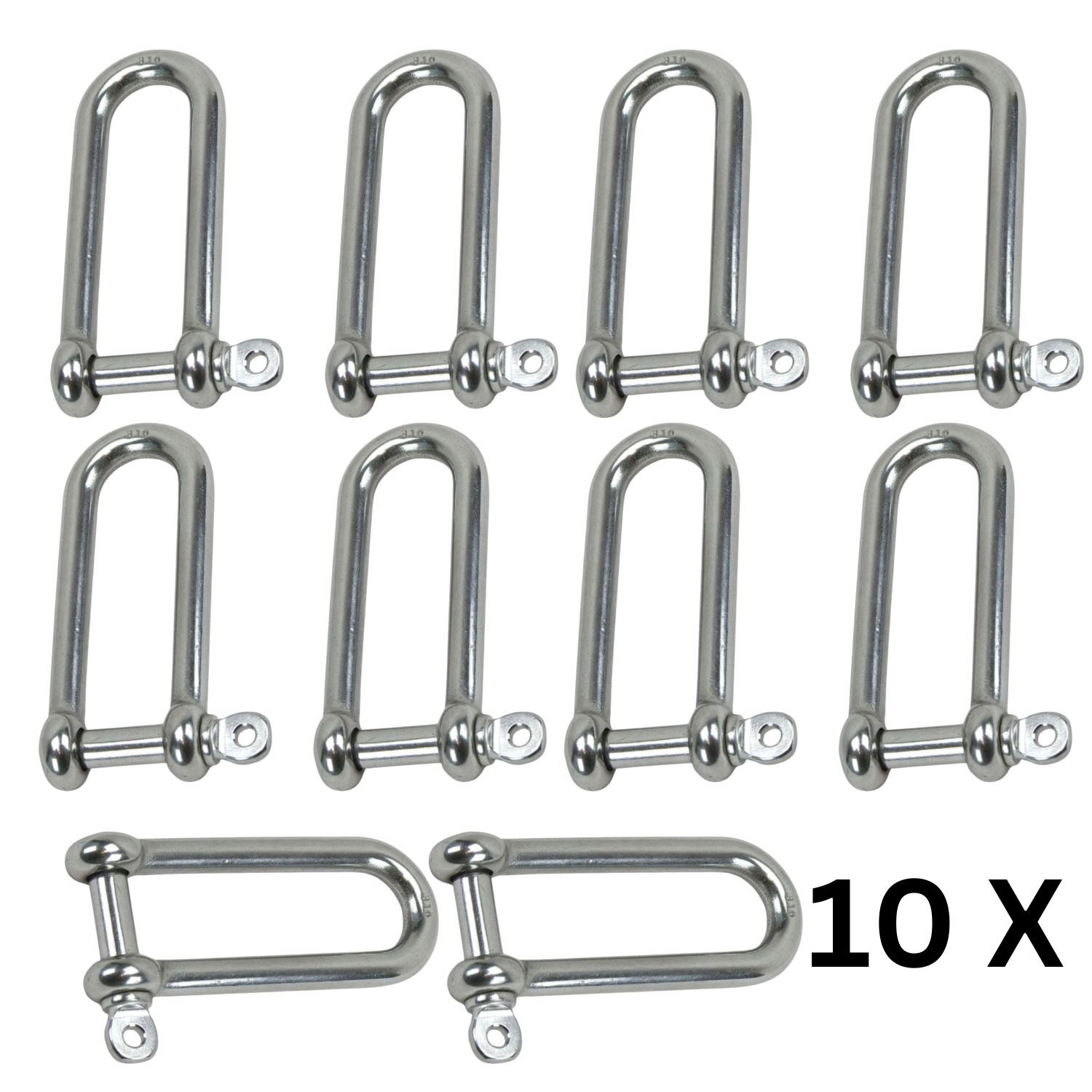 10 x Long D Shackle - 8mm