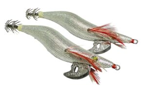 2 x Squid Jig Hosaku 3 grams Silver Lumo (UV Reactive) with rattle