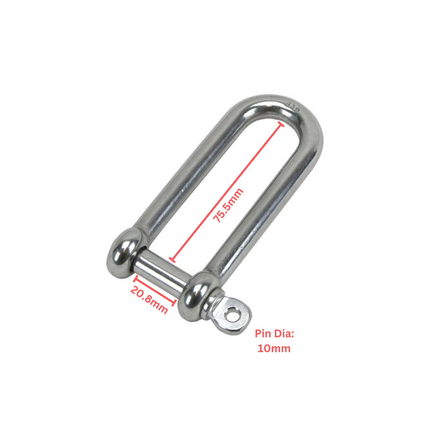 2 x Long D Shackle - 10mm - Image 2