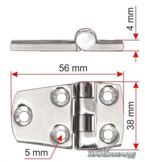 5 Hole Door Hinge 38x56mm - Image 2