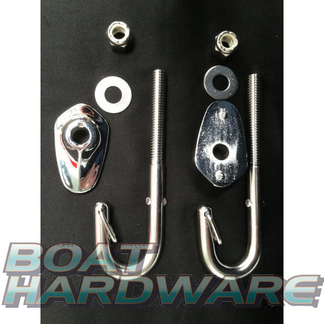 2 x Boat Ski Hooks Stainless Steel for Ski Rope Transom mount - Image 2