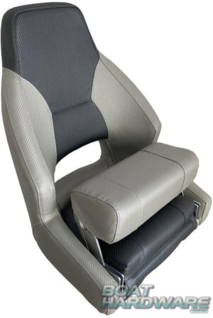 Mariner Deluxe Flip-Up Boat Helm Seats (Light and Dark Grey)