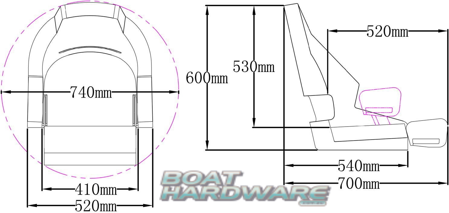 Mariner Deluxe Flip-Up Boat Helm Seats (Light and Dark Grey) - Image 4
