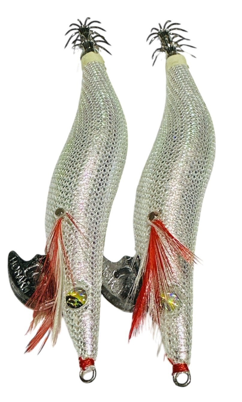 2 x Squid Jig Hosaku 3 grams Silver Lumo (UV Reactive) with rattle - Image 3