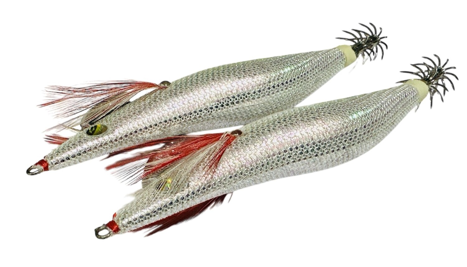2 x Squid Jig Hosaku 3 grams Silver Lumo (UV Reactive) with rattle - Image 2