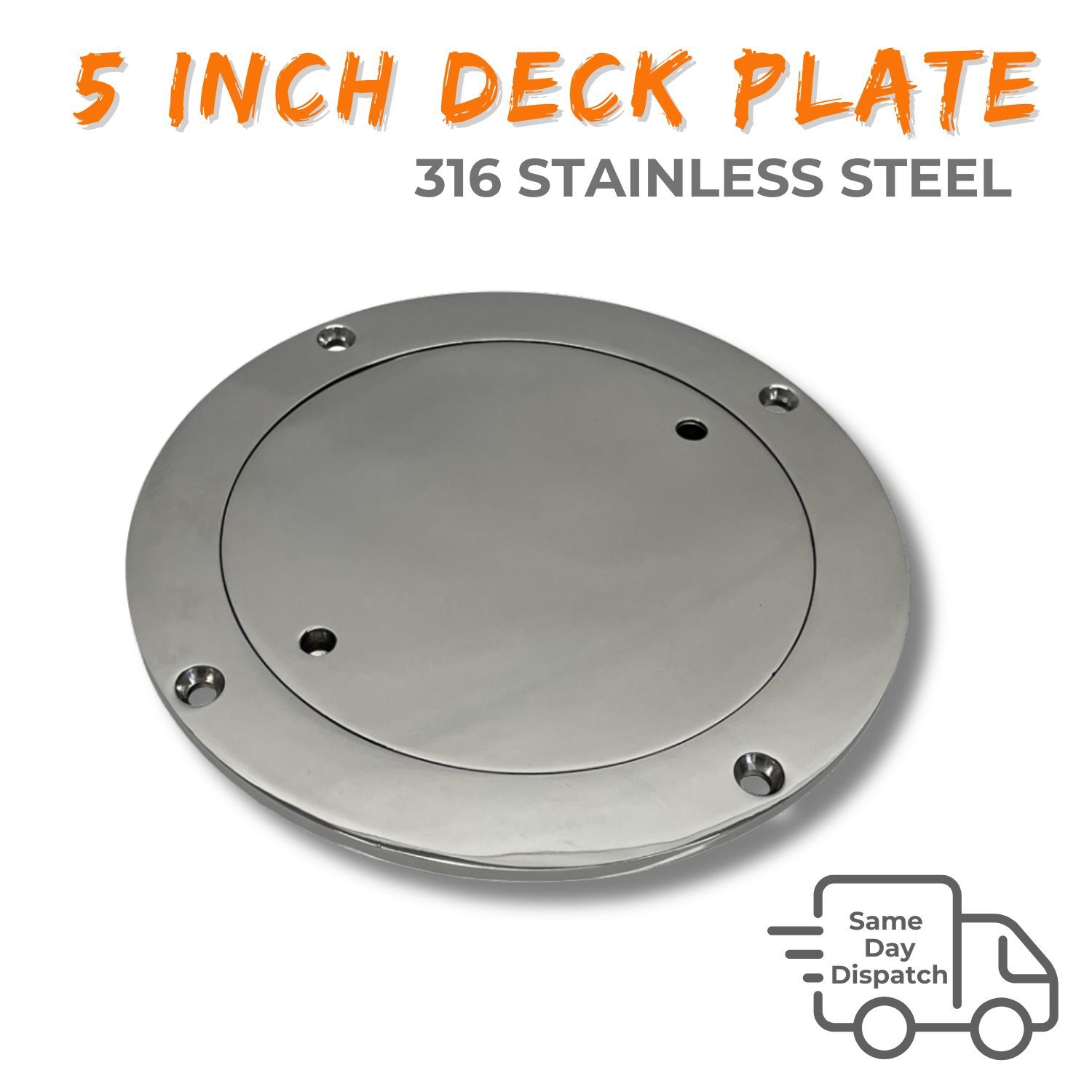 Boat Deck Plate Size 5" (126mm) - Stainless Steel - Image 7