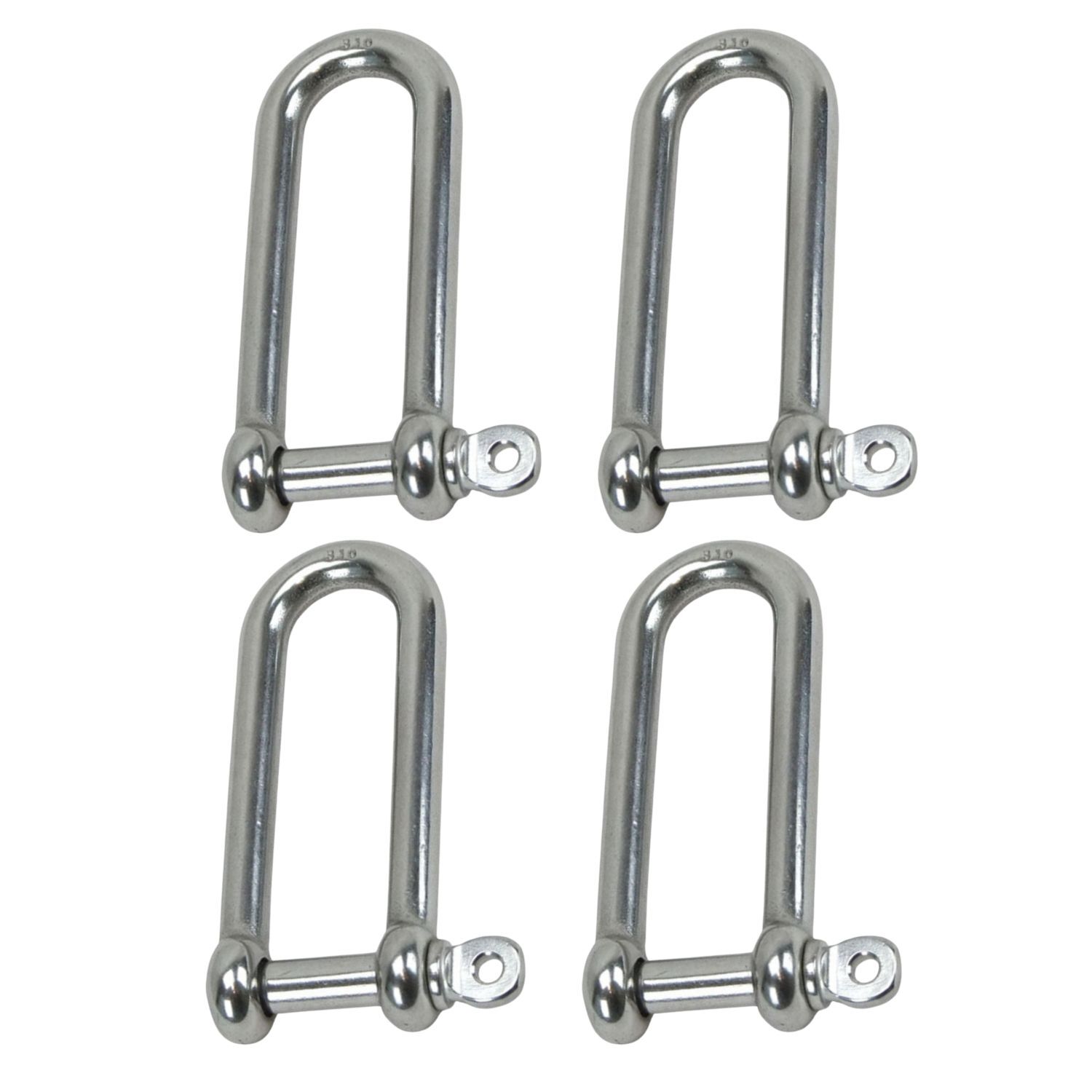 4 x Long D Shackle - 10mm