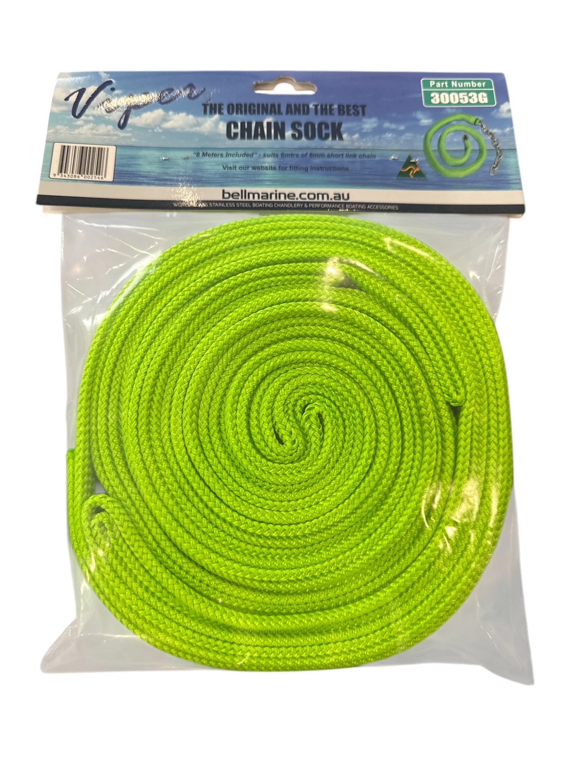 Chain Guard Protector Sock 8m (for 6mm Chain) Fluro Green - Image 2